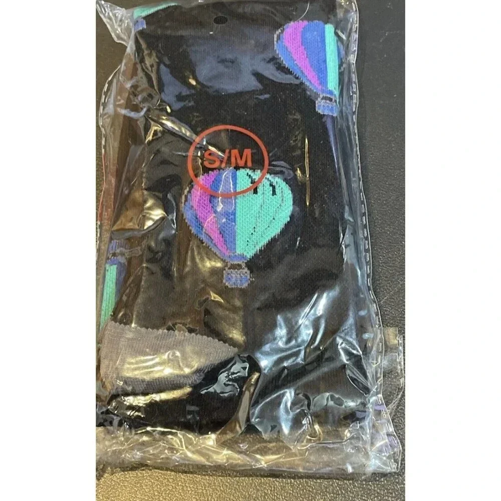 Compression Women Socks Nurse Travel Knee High Colorful Hot Air Balloons S/M NEW